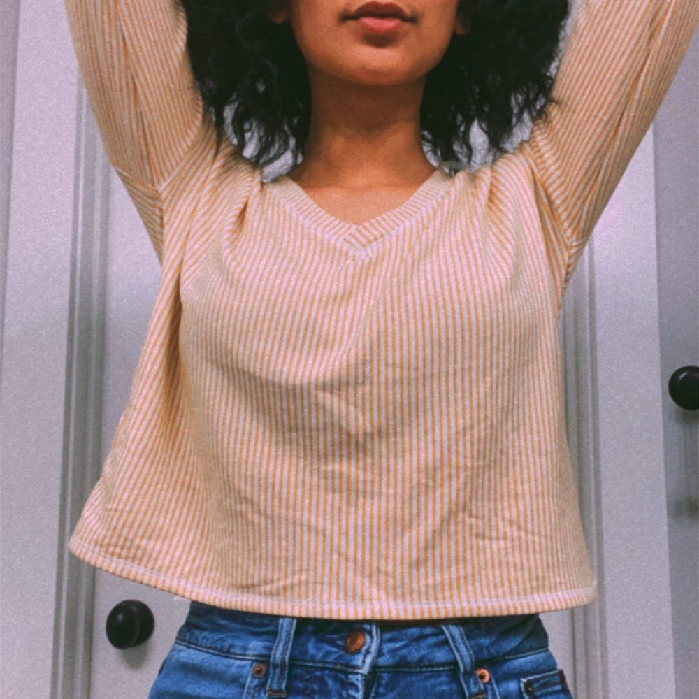 Yellow Striped Crop Top